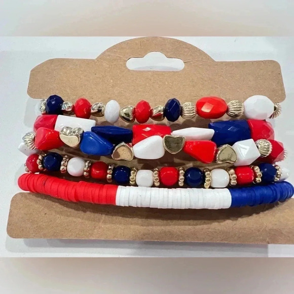 Patriotic Red White and Blue Beaded Bracelets NWT - Picture 4 of 5